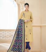 Cream resham embroidery cotton salwar