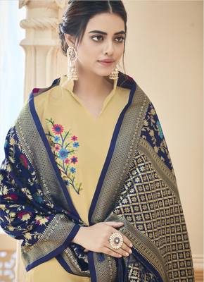 Cream resham embroidery cotton salwar 2
