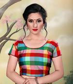 Red Women's Silk With Round Neck Blouse