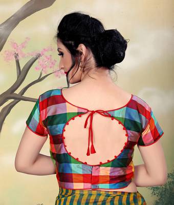 Red Women's Silk With Round Neck Blouse 2