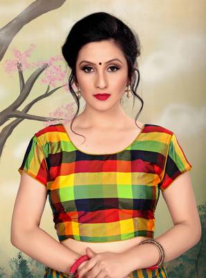 Yellow Women'S Silk With Round Neck Blouse 1