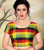 Yellow Women'S Silk With Round Neck Blouse