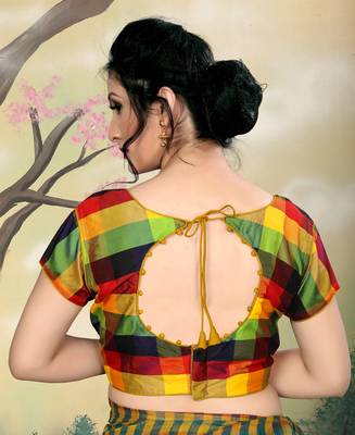 Yellow Women'S Silk With Round Neck Blouse 2