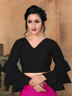 Black Women'S Silk With V Neck Blouse 1