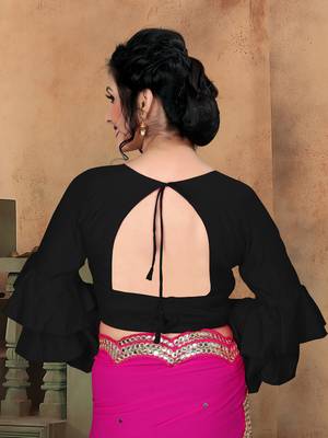 Black Women'S Silk With V Neck Blouse 2