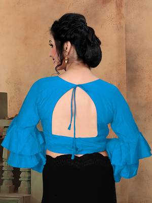 Blue Women'S Silk With V Neck Blouse 2