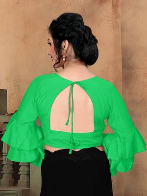 Green Women'S Silk With V Neck Blouse 2