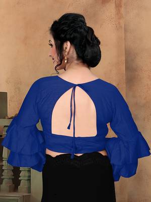 Blue Women'S Silk With V Neck Blouse 2