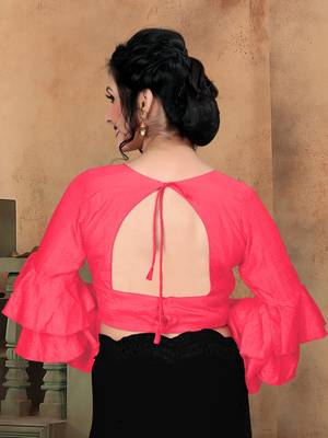 Peach Women'S Silk With V Neck Blouse 2