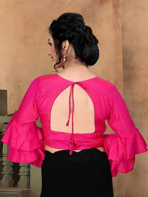 Pink Women'S Silk With V Neck Blouse 2