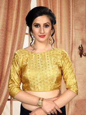 Beige Women'S Jacquard With Round Neck Blouse 1