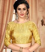 Beige Women'S Jacquard With Round Neck Blouse