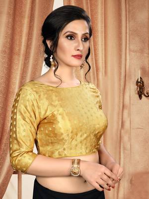 Beige Women'S Jacquard With Round Neck Blouse 3