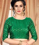 Green Women'S Jacquard With Round Neck Blouse