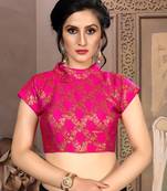 Pink Women'S Brocade With Collar Neck Blouse