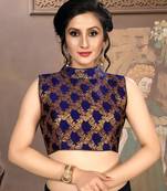 Blue Women'S  Brocade With Collar Neck Blouse