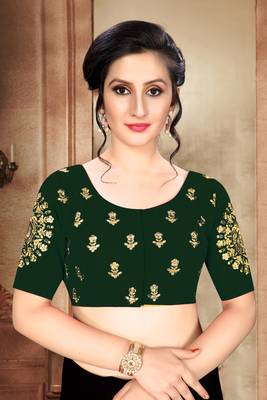 Dark Green Women'S  Phantom With Round Neck Blouse 1