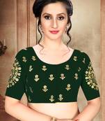 Dark Green Women'S  Phantom With Round Neck Blouse