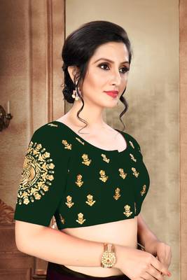 Dark Green Women'S  Phantom With Round Neck Blouse 3