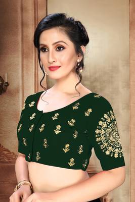 Dark Green Women'S  Phantom With Round Neck Blouse 4