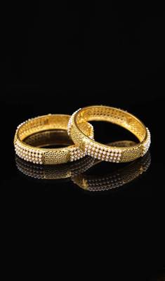 Pearl Golden Traditional Bangles Set Of 2 1