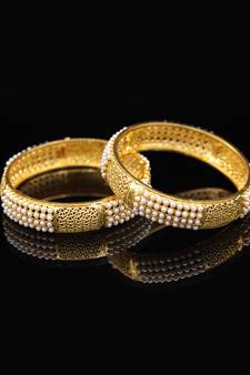Pearl Golden Traditional Bangles Set Of 2