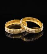 Pearl Golden Traditional Bangles Set Of 2