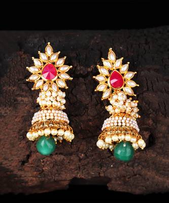 Ruby Stone Studded Jhumkas 1