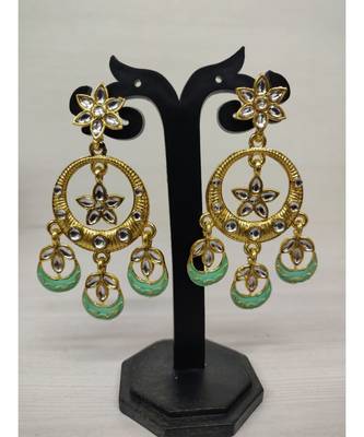 Gold Plated Green Chandbali 4