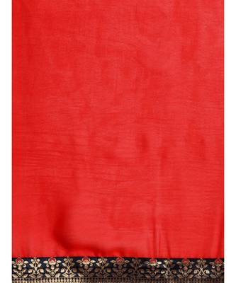 Red Woven Silk blend saree with blouse 4