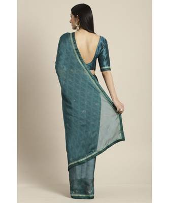 Green embroidered Georgette saree with blouse 2