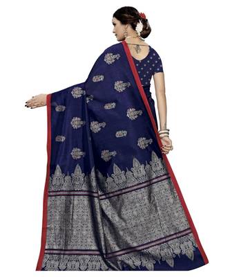 Purple Printed Art Silk saree with blouse 2