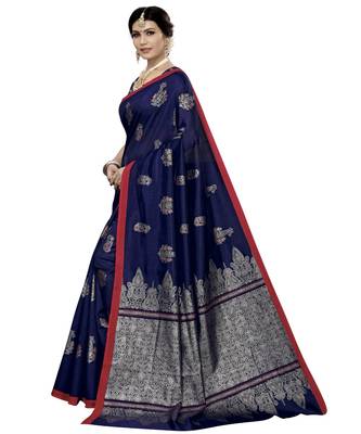 Purple Printed Art Silk saree with blouse 4