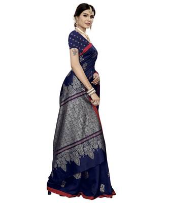 Purple Printed Art Silk saree with blouse 5