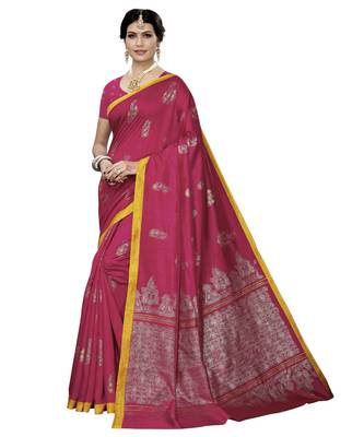 Pink Printed Art Silk saree with blouse 1
