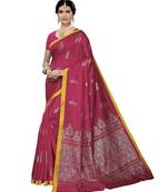 Pink Printed Art Silk saree with blouse