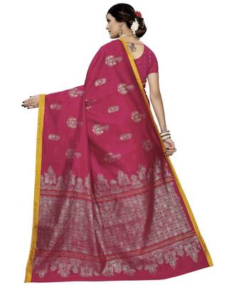 Pink Printed Art Silk saree with blouse 2