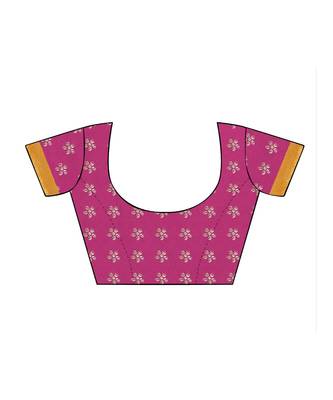 Pink Printed Art Silk saree with blouse 3