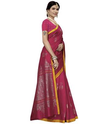 Pink Printed Art Silk saree with blouse 5