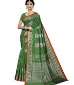 Green Printed Art Silk saree with blouse