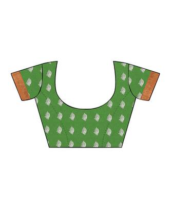 Green Printed Art Silk saree with blouse 3