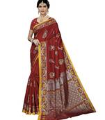 Maroon Printed Art Silk saree with blouse