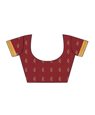 Maroon Printed Art Silk saree with blouse 3