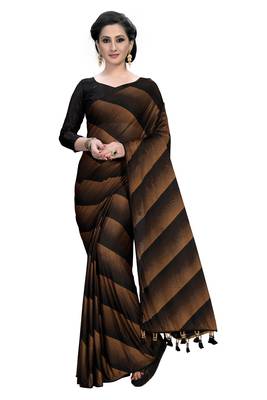 Black plain silk blend saree with blouse 2