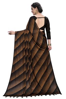 Black plain silk blend saree with blouse 5