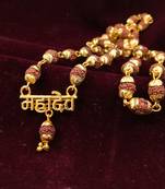 Loard Shiv Shankar Mahadev With 10 Mm Panchmukhi Rudraksha Mala Gold-Plated Wood, Brass Pendant