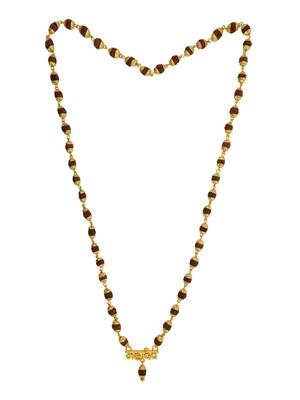 Loard Shiv Shankar Mahadev With 10 Mm Panchmukhi Rudraksha Mala Gold-Plated Wood, Brass Pendant 5