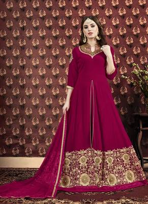 Crimson embroidered faux georgette salwar 1
