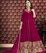 Crimson embroidered faux georgette salwar