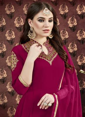 Crimson embroidered faux georgette salwar 2
